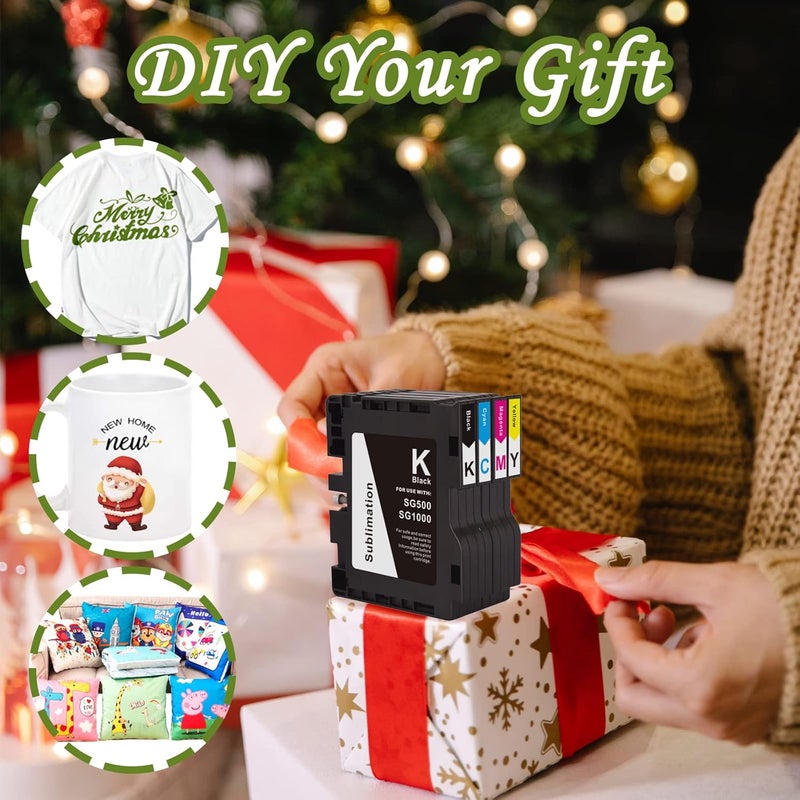 INK + SG500 SG1000 Version A Sublimation Cartridge Compatible for Sawgrass Virtuoso SG500 SG1000 Printer (1 Black, 1 Cyan, 1 Magenta, 1 Yellow, 4-Pack) Version A - Image 3